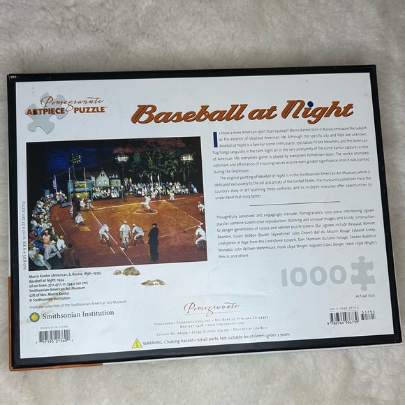 Morris Kantor Baseball At Night 1000 Smithsonian Institution Puzzle - Picture 3 of 3
